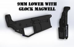 9mm AR AR9 Lower w/ Dedicated Glock Magwell 3D Solid Model