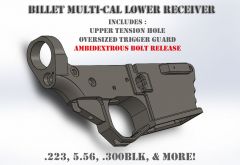 Billet Multi-Caliber Ambidextrous Lower Receiver 3D Solid Model